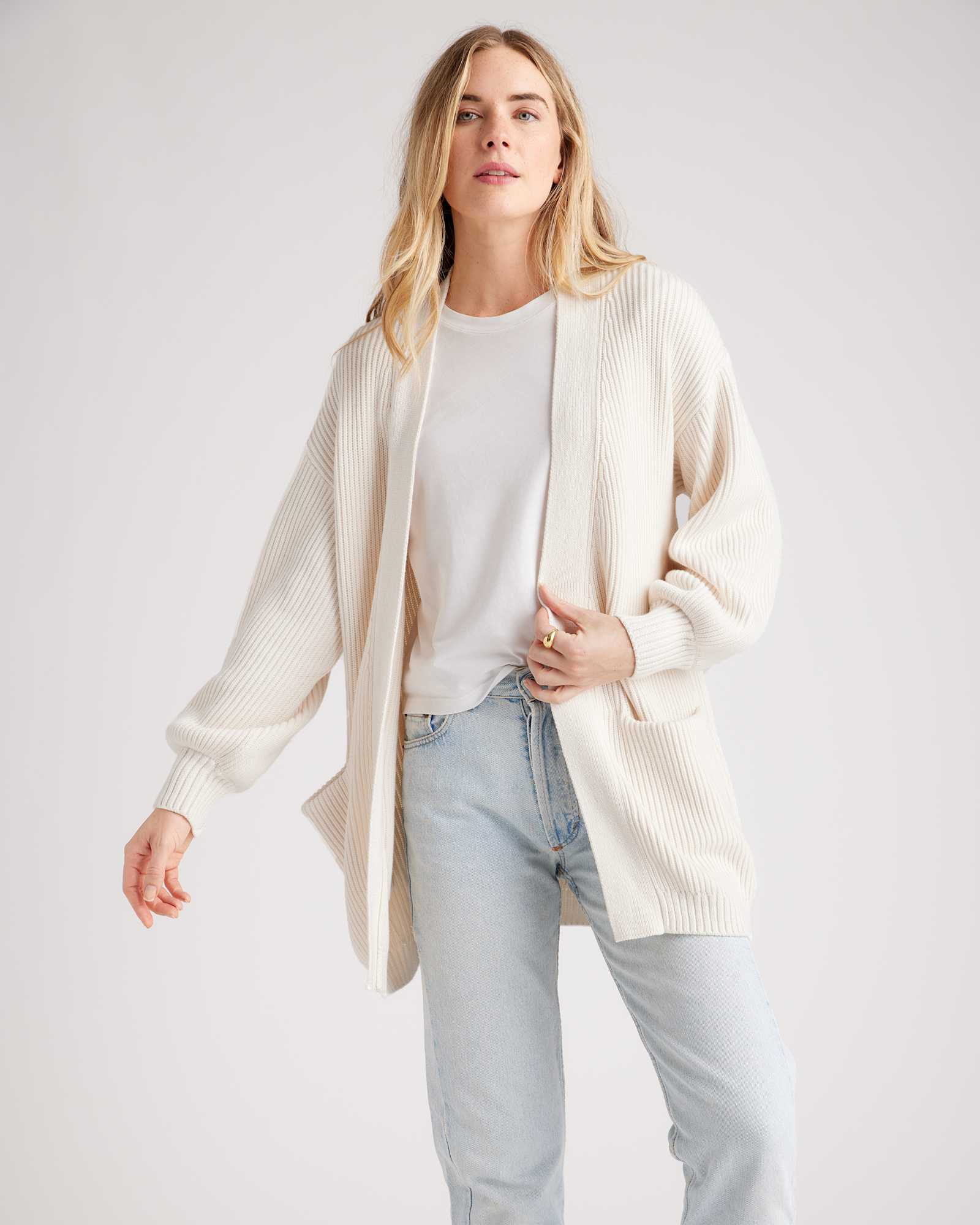 navy 100% Organic Cotton Oversized Cardigan