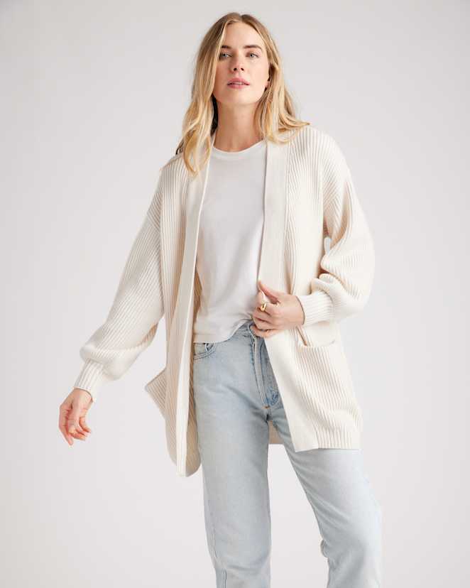 Ivory 100% Organic Cotton Oversized Cardigan