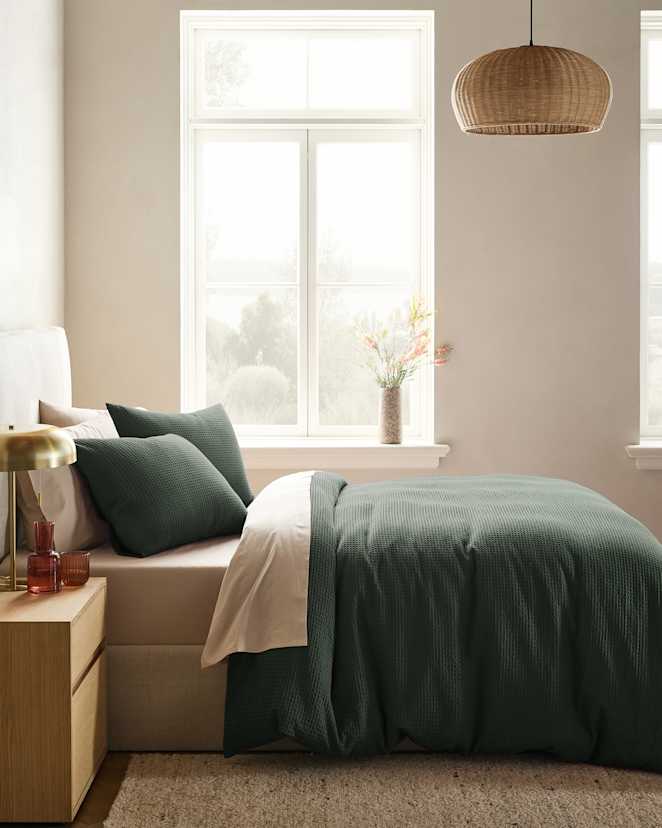 Pine Organic Luxe Honeycomb Duvet Cover