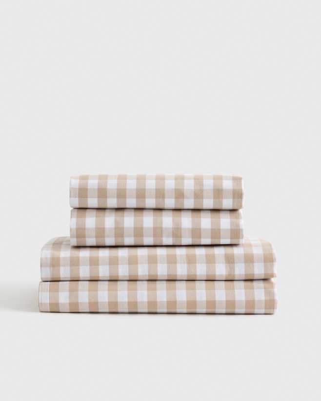 Cafe Organic Crisp Percale Gingham Sheet Set