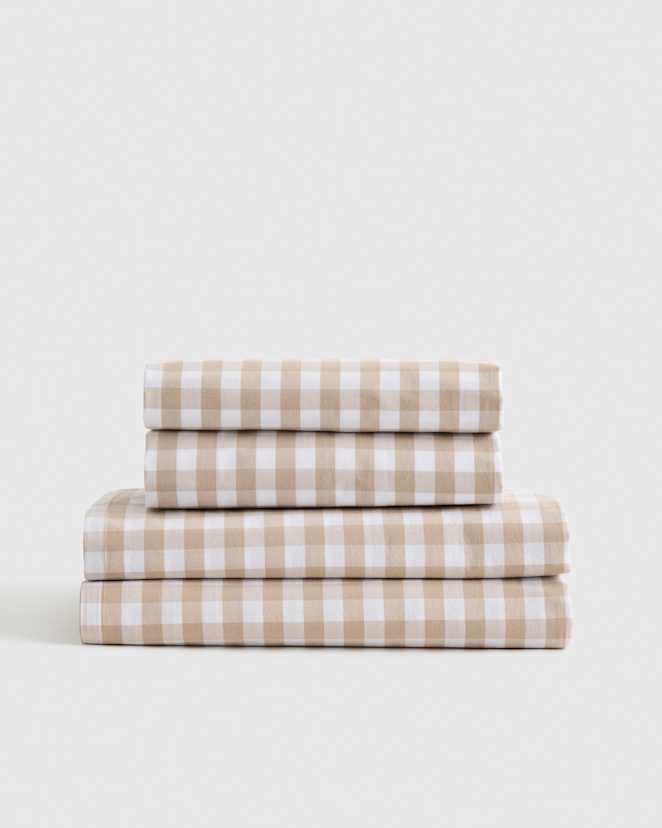 Cafe Organic Crisp Percale Gingham Sheet Set