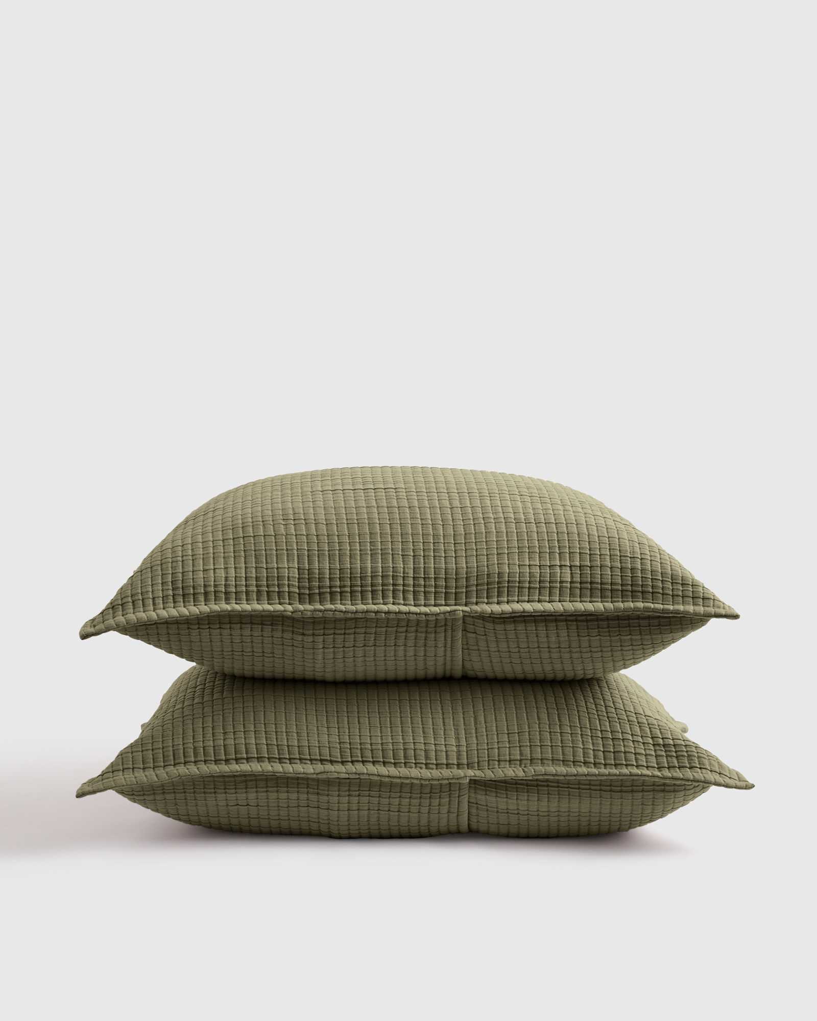 Organic Ribbed Cotton Sham Set Olive