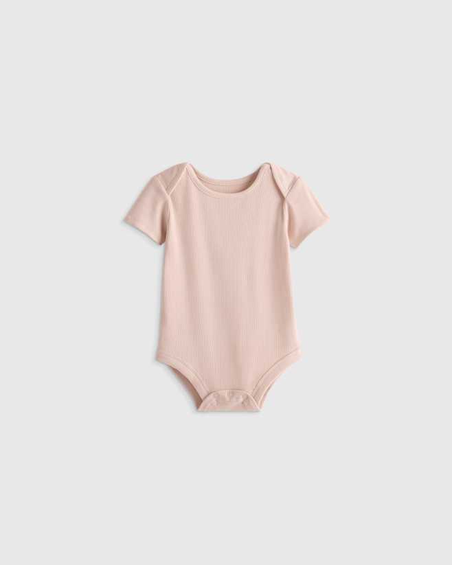 Peach Blush Softest Rib Short Sleeve Bodysuit