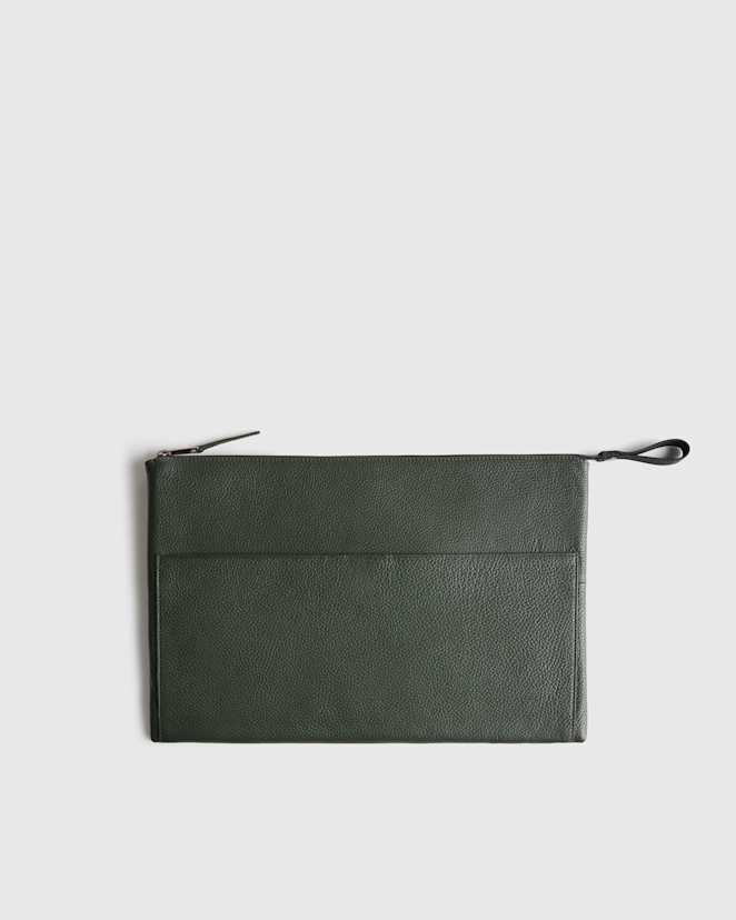 Dark Olive Excursion Italian Leather Tech Folio