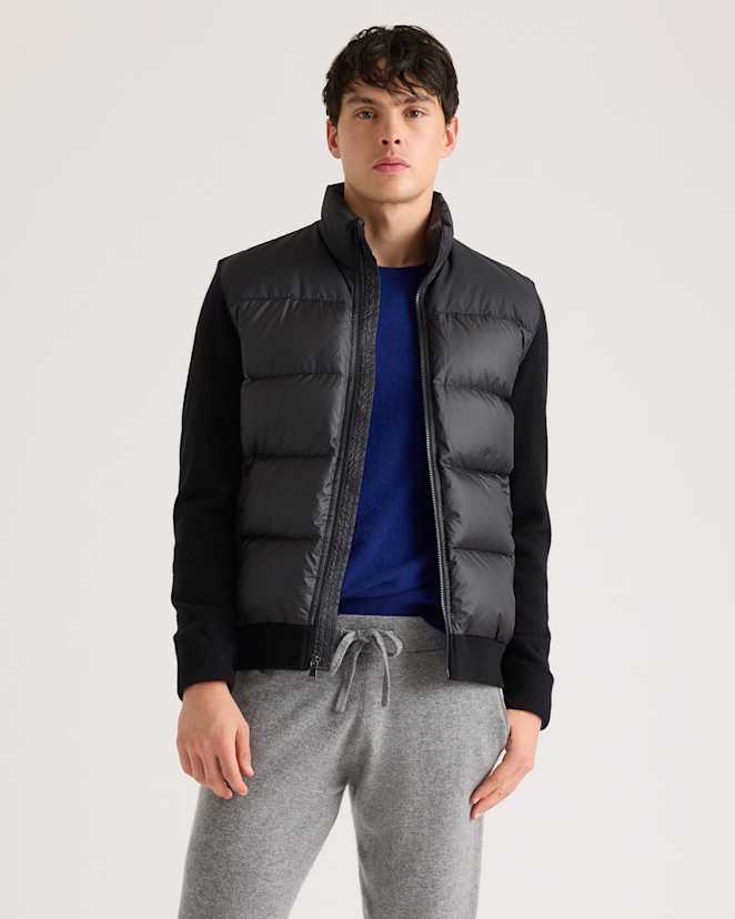 Black Mixed Media Down and Cashmere Jacket