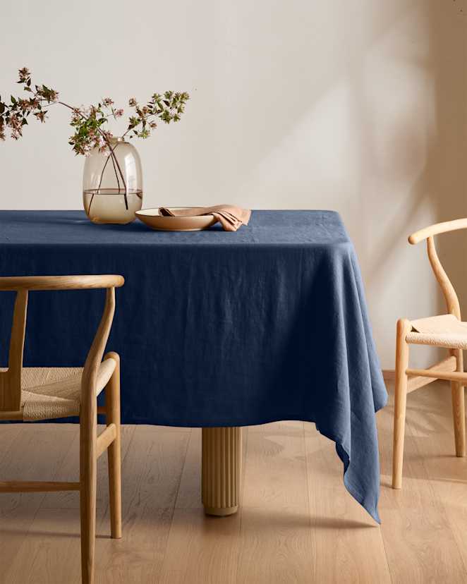 Navy European Linen Tablecloth