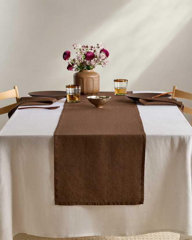 Espresso European Linen Table Runner