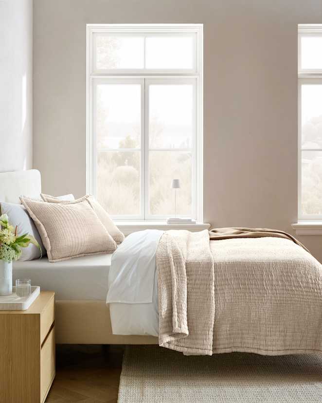 Sand Organic Cotton Channel Stitch Coverlet