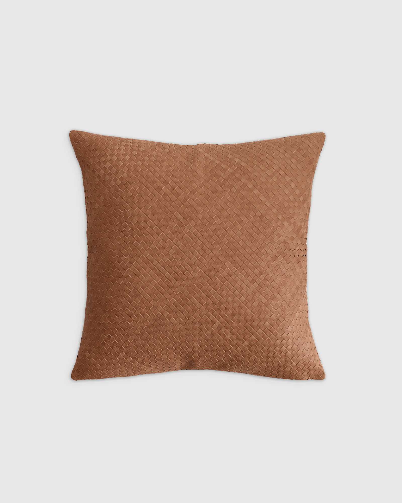 chestnut Woven Leather Pillow cover