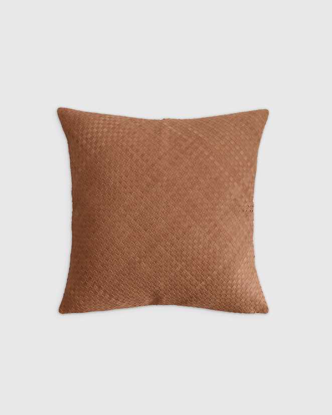 Chestnut Woven Leather Pillow cover