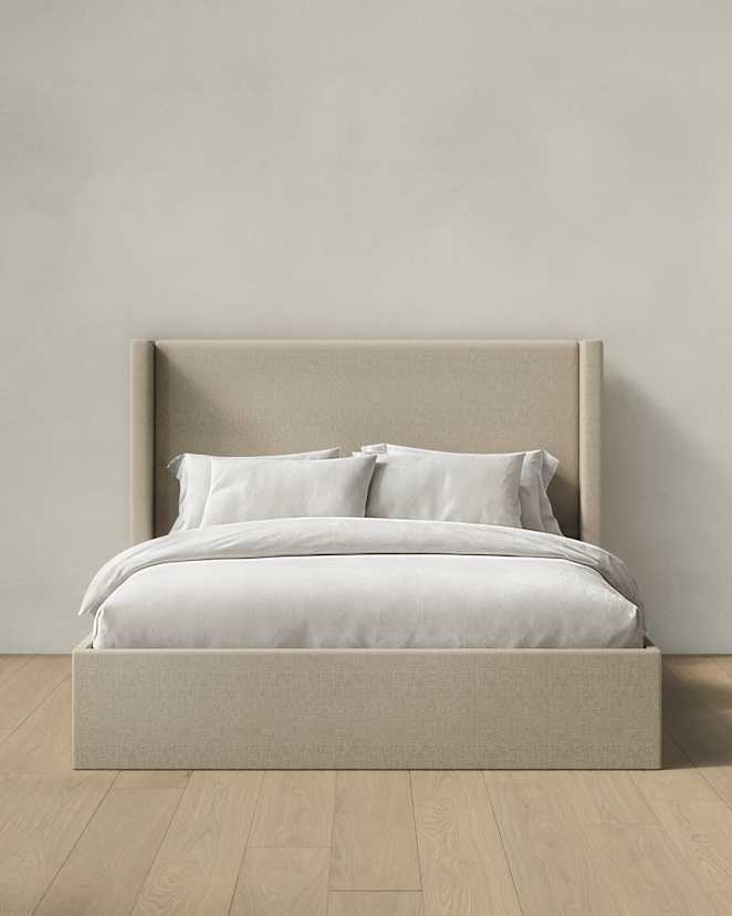 Flax 100% Linen Wingback Bed