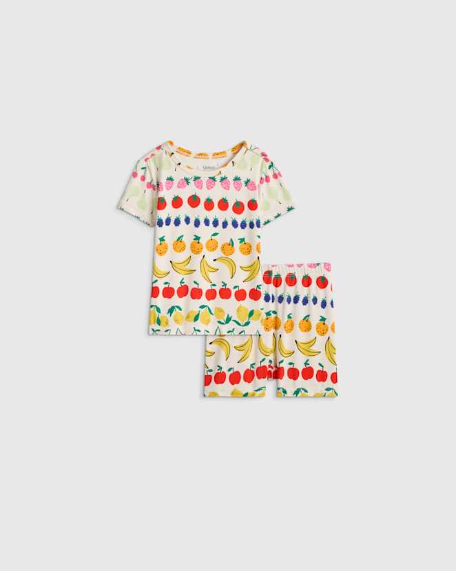 Fruit Stripe Bamboo Short Sleeve and Shorts Pajama Set