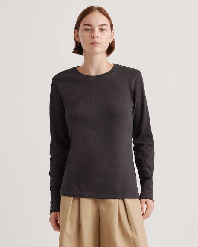 Black 100% Organic Cotton Slub Long Sleeve Tee