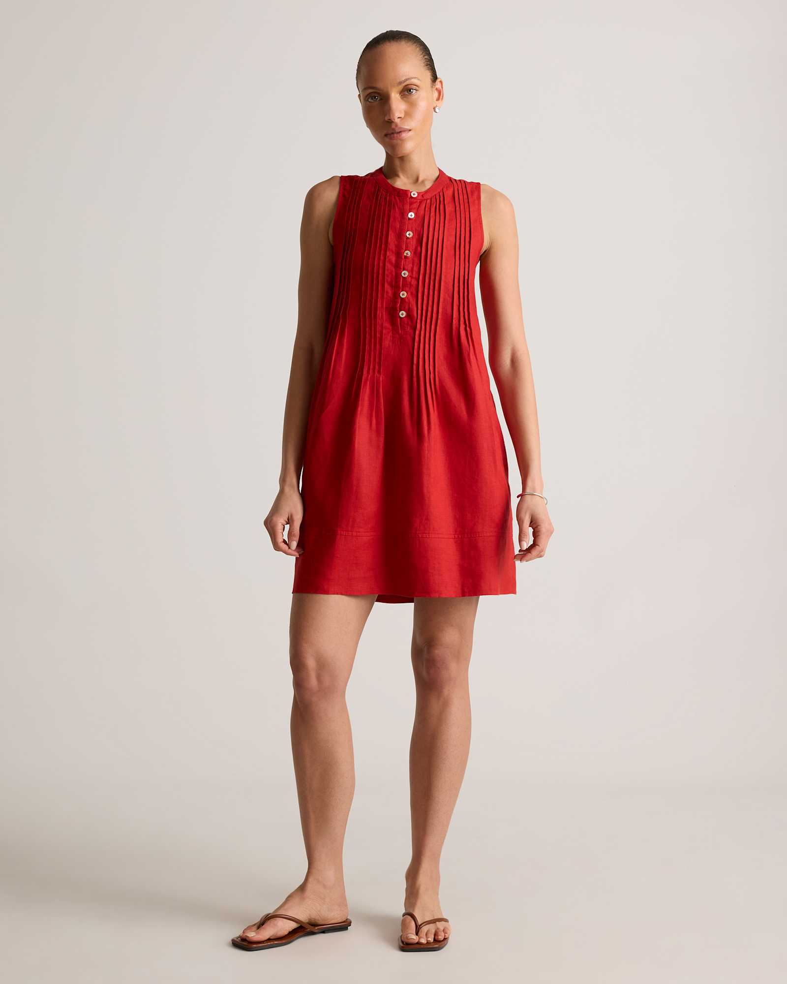 chile 100% European Linen Sleeveless Swing Dress