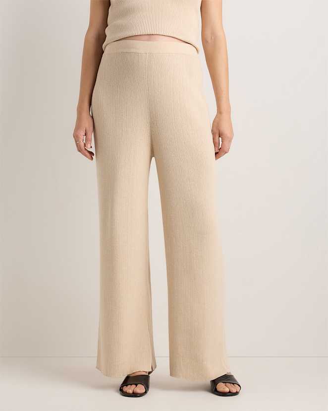 Heather Oatmeal Cotton Cashmere Maternity Wide Leg Pants