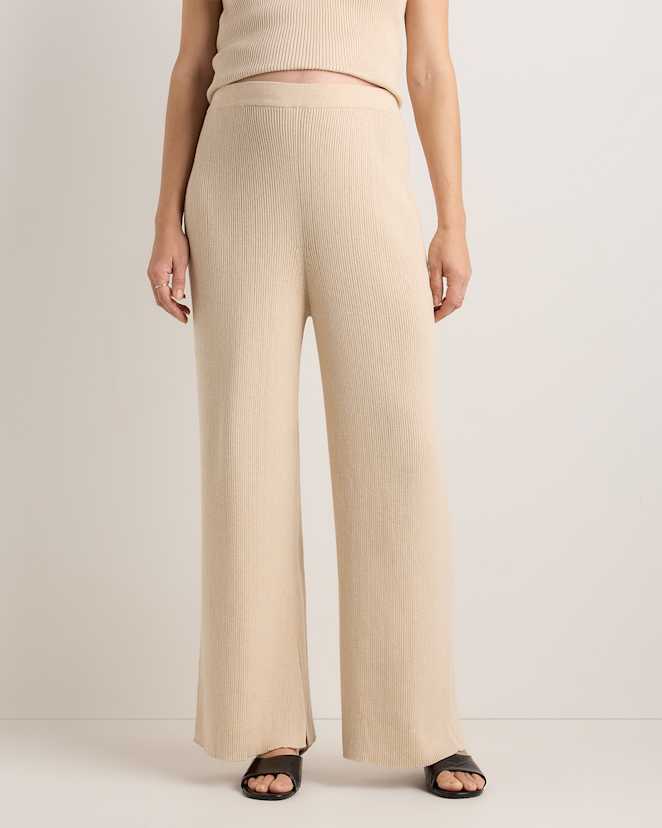 Heather Oatmeal Cotton Cashmere Maternity Wide Leg Pants