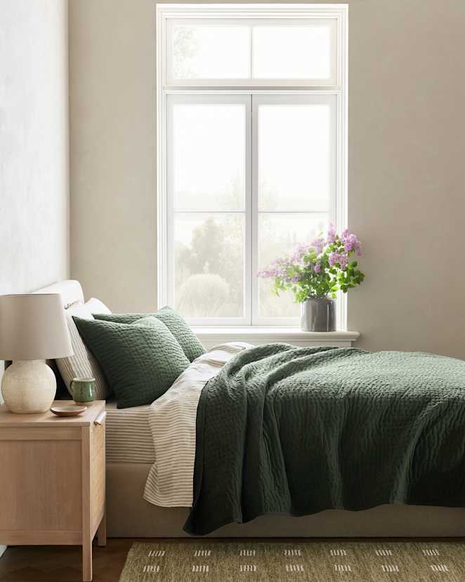 Pine European Linen Cotton Stitch Quilt