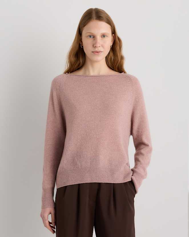 Heather Vintage Pink Mongolian Cashmere Boatneck Sweater