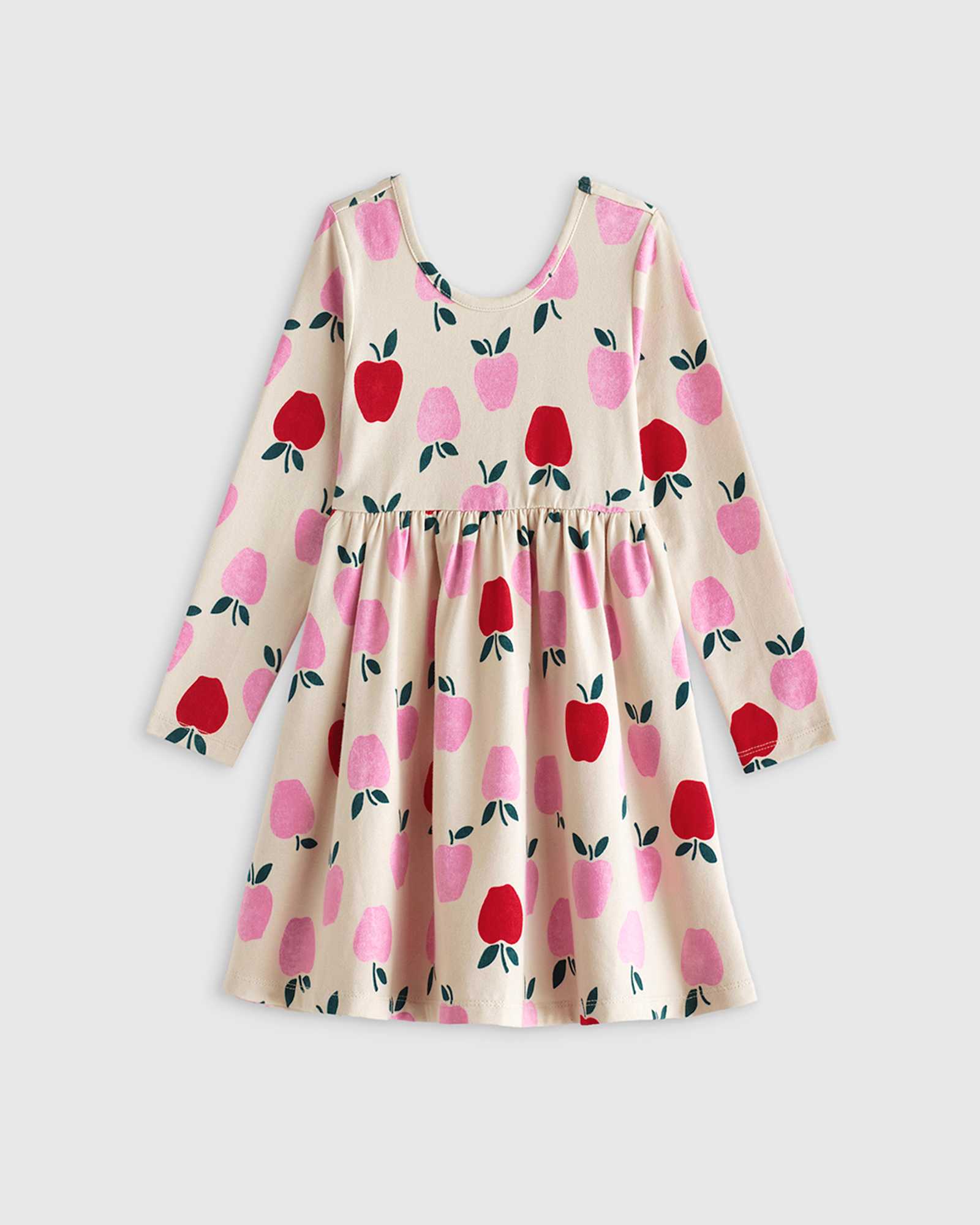 apple Organic Cotton Long Sleeve Skater Dress