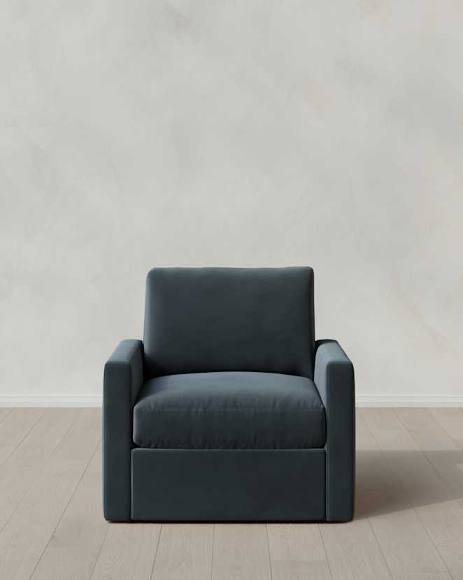 Pine Brennan Swivel Chair in Performance Velvet
