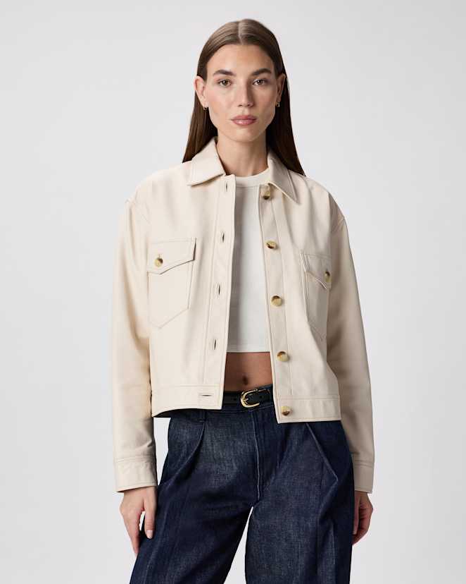 Birch White Veste courte 100 % cuir