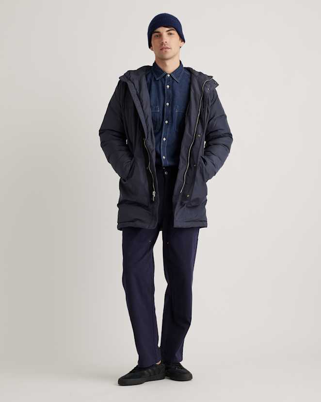 Navy Featherless Long Puffer Parka