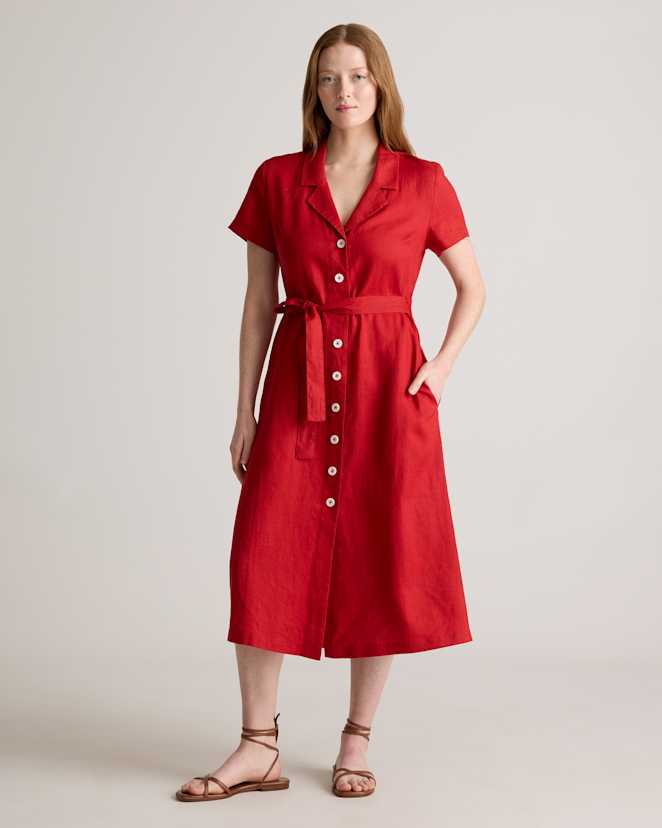 Chile 100% European Linen Button Front Dress