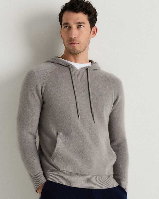 Morel Grey Mongolian Cashmere Pullover Hoodie