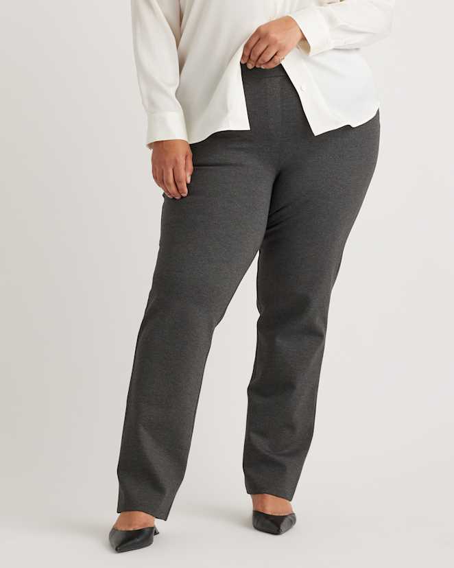 Charcoal Ultra-Stretch Ponte Straight Leg Pants