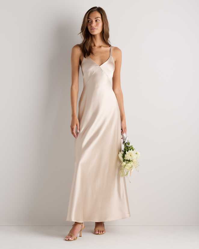 Champagne Bianca Stretch Satin Dress