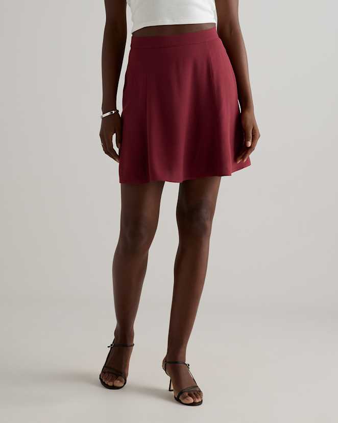 Maroon Lightweight Crepe A-Line Mini Skirt
