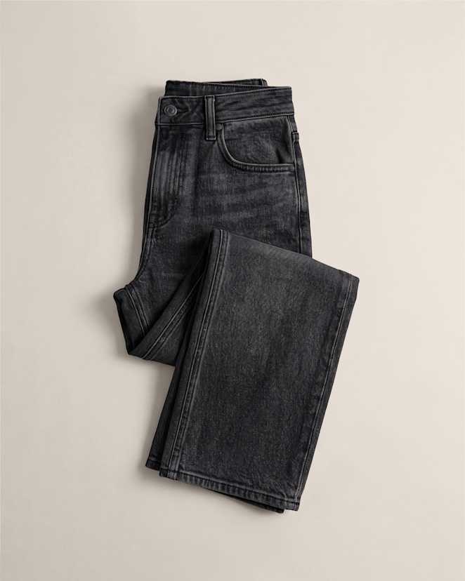 Charcoal Black Luna Stretch Relaxed Straight Jeans