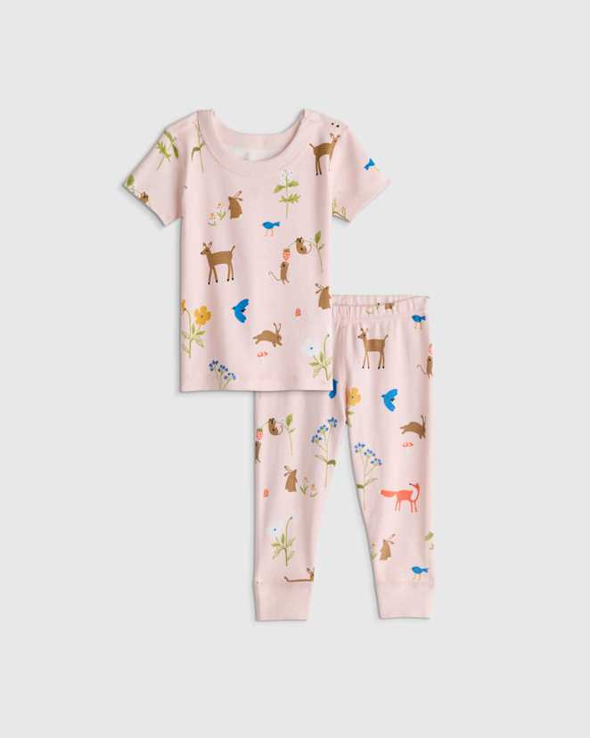 Woodland Floral 100% Organic Cotton Short Sleeve and Pant Pajama Set