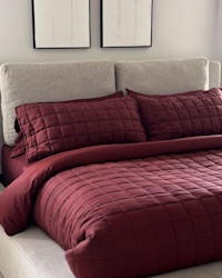 European Linen Box Quilt Burgundy Sumaya Ali 4x5 Thumbnail