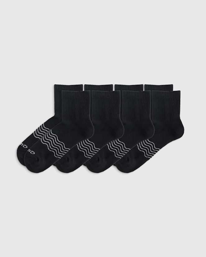Black Everyday Cotton Solid Quarter Socks (4-Pack)