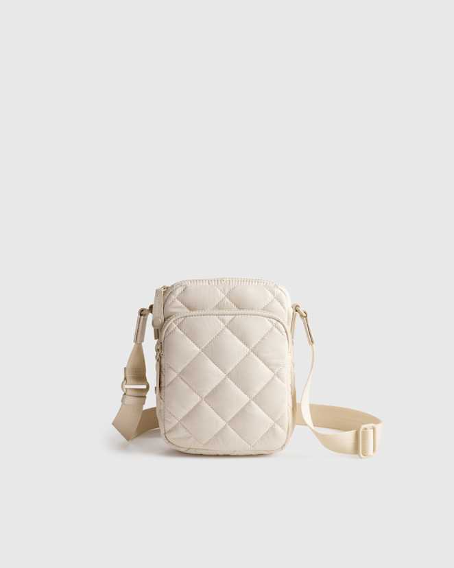 Linen White Transit Quilted Phone Crossbody