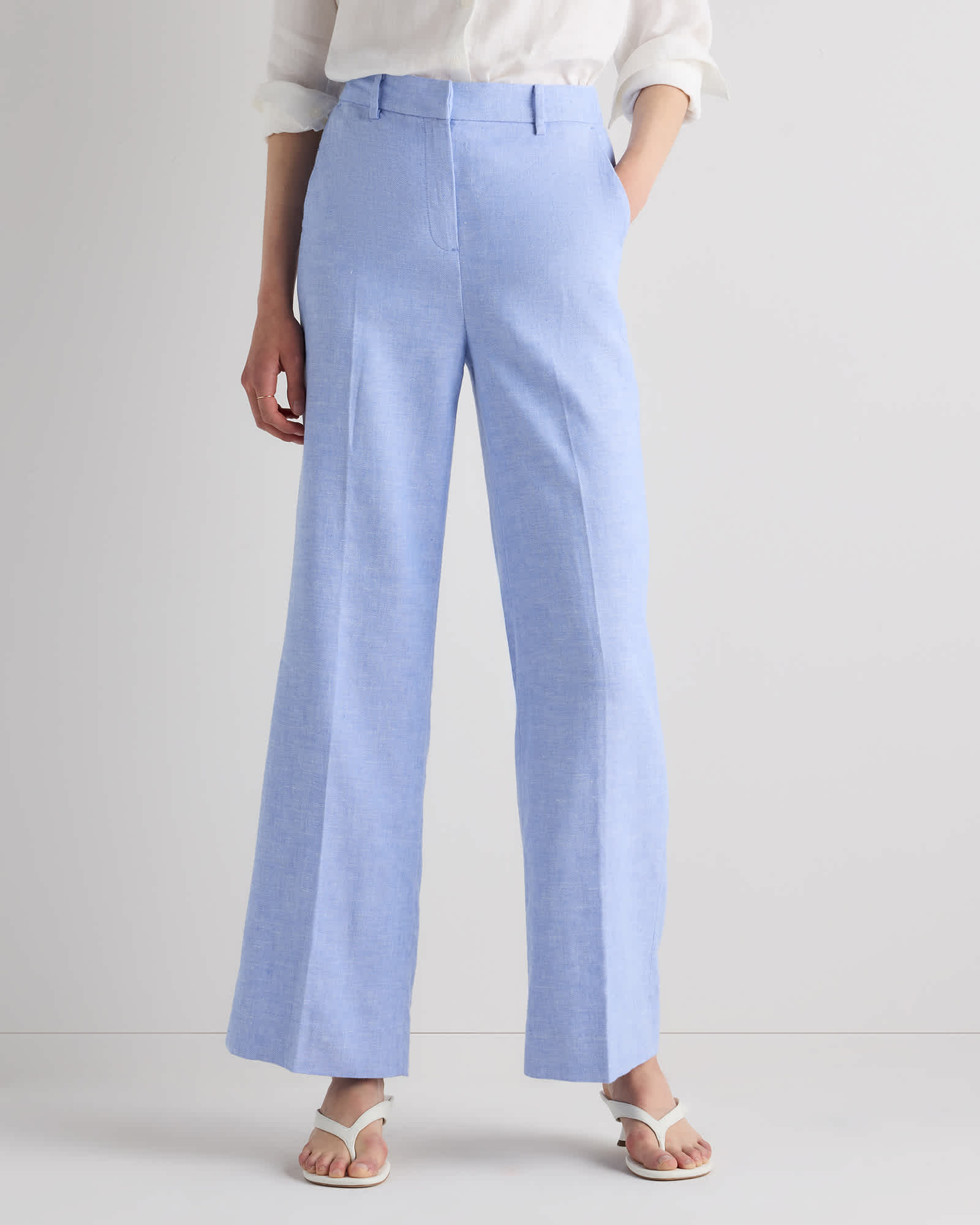 French Blue European Stretch Linen Trouser