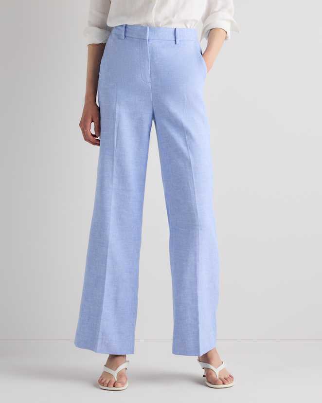 French Blue European Stretch Linen Trouser
