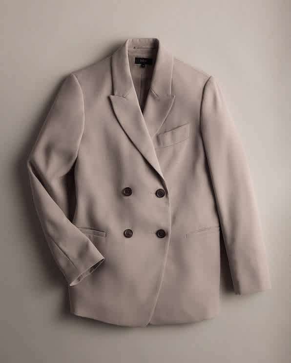 Morel Stretch Crepe Relaxed Double-Breasted Blazer