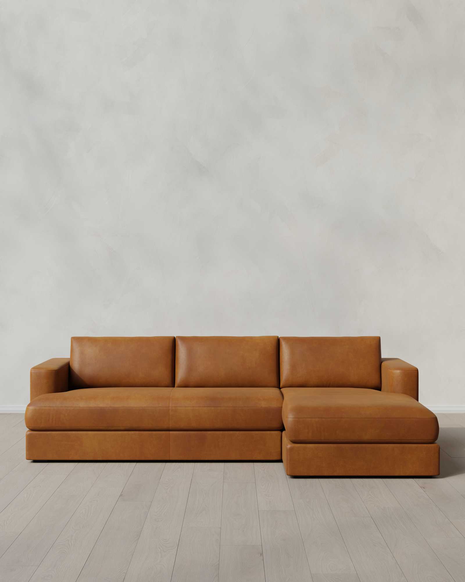 Sierra Signature Leather Right Arm Chaise Sectional Aubum