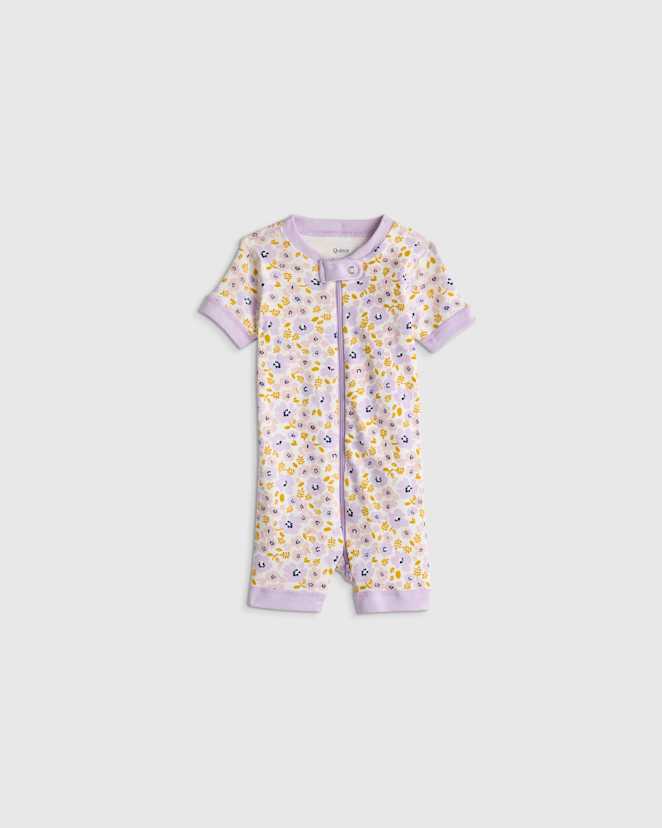 Purple Poppy Floral 100% Organic Cotton Shortie Onesie Pajama