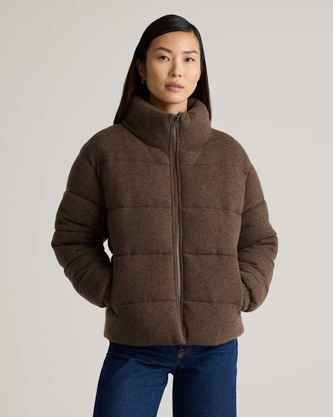 Brown Mongolian Cashmere Puffer Jacket