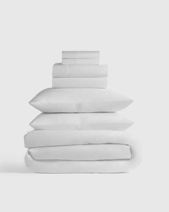 Light Grey Classic Organic Percale Deluxe Bedding Bundle