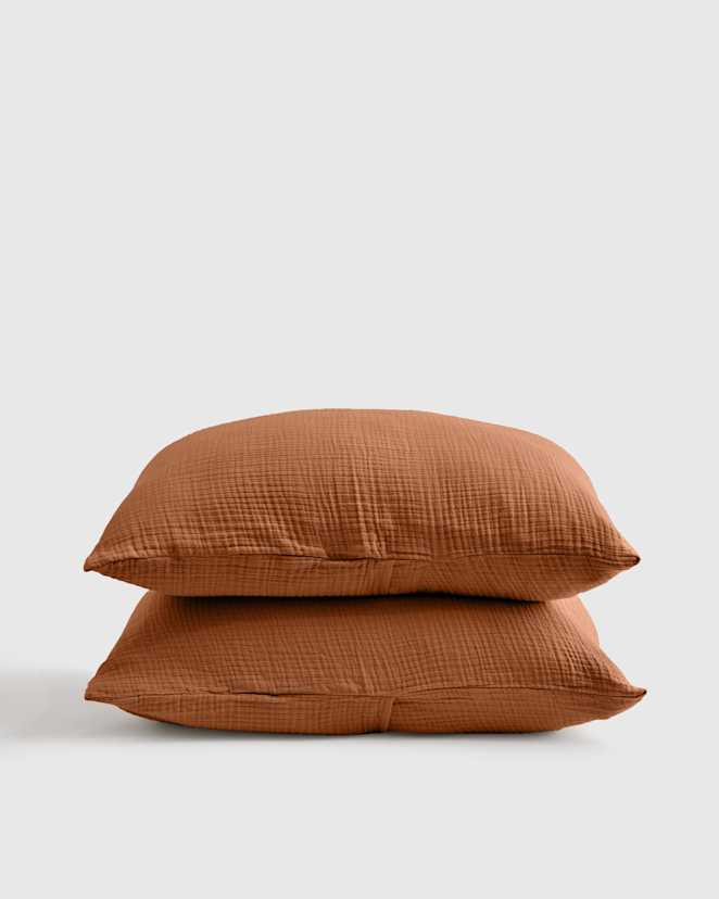 Terracotta Organic Airy Gauze Sham Set