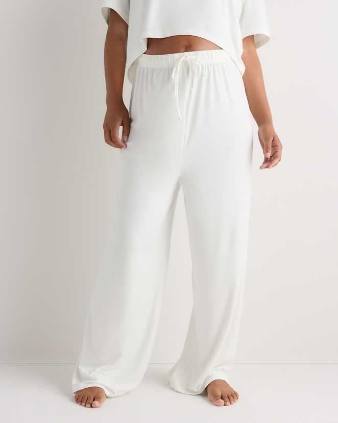 Ivory Pantalon lounge de maternité à jambes larges et lisses extensibles