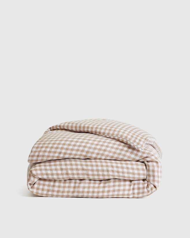 Cafe Gingham European Linen Duvet Cover