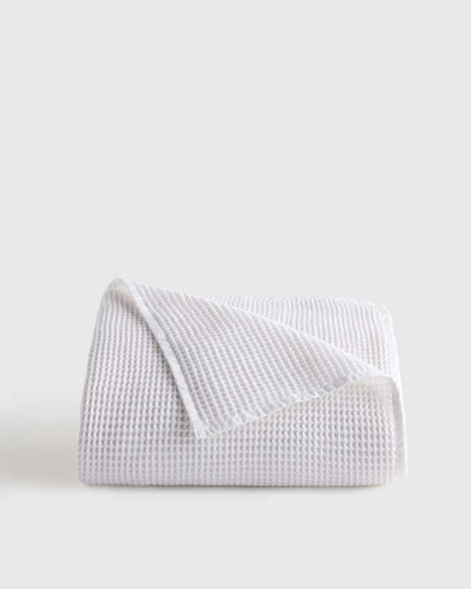 White Organic Waffle Bed Blanket