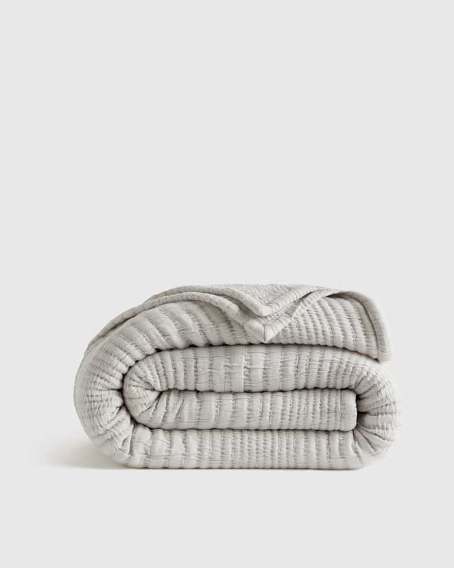 Cloud Organic Cotton Channel Stitch Coverlet