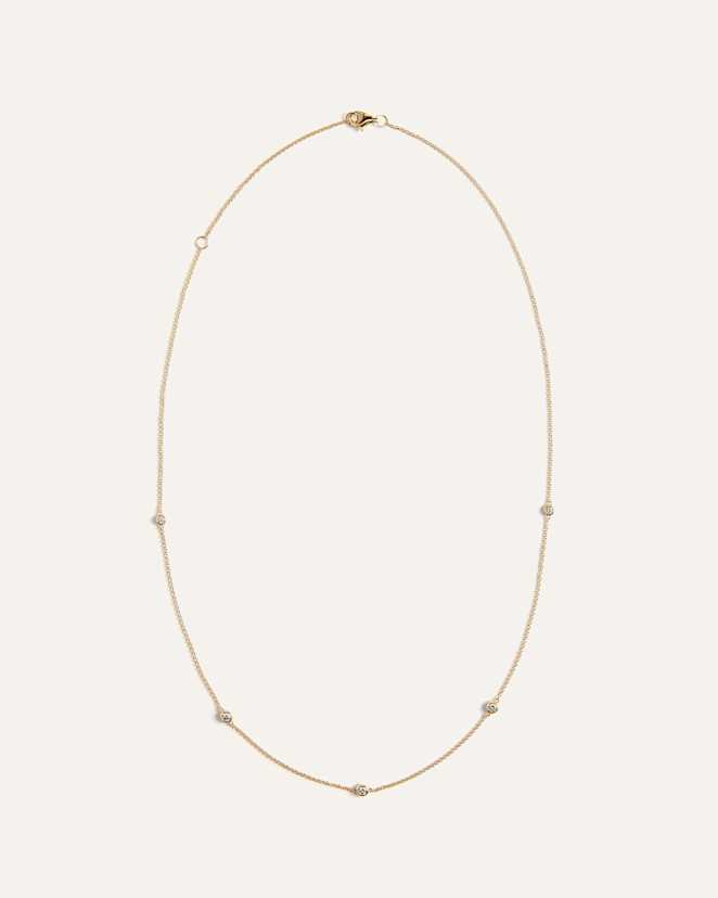 Yellow Gold 14K Gold Diamond Bezel Station Necklace