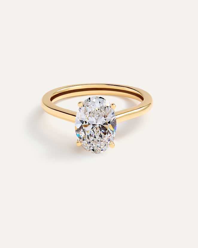 Yellow Gold Lab Grown Diamond Oval Trellis Cathedral Engagement Ring - 2.5ct